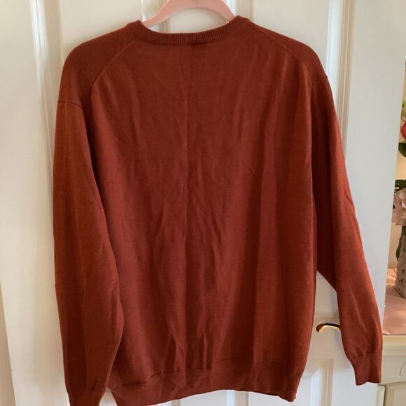 NWOT. Jos.A Banks Brand Men’s Traveler Merino Wool V Neck Cardigan XL Cinnamon - Picture 4 of 9